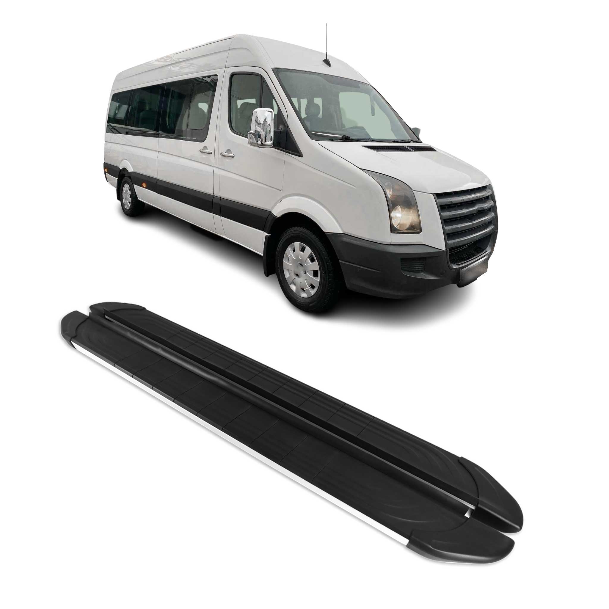 Trittbretter Seitenschweller für VW Crafter 2006-2018 L4 L5 Alu Schwarz Grau