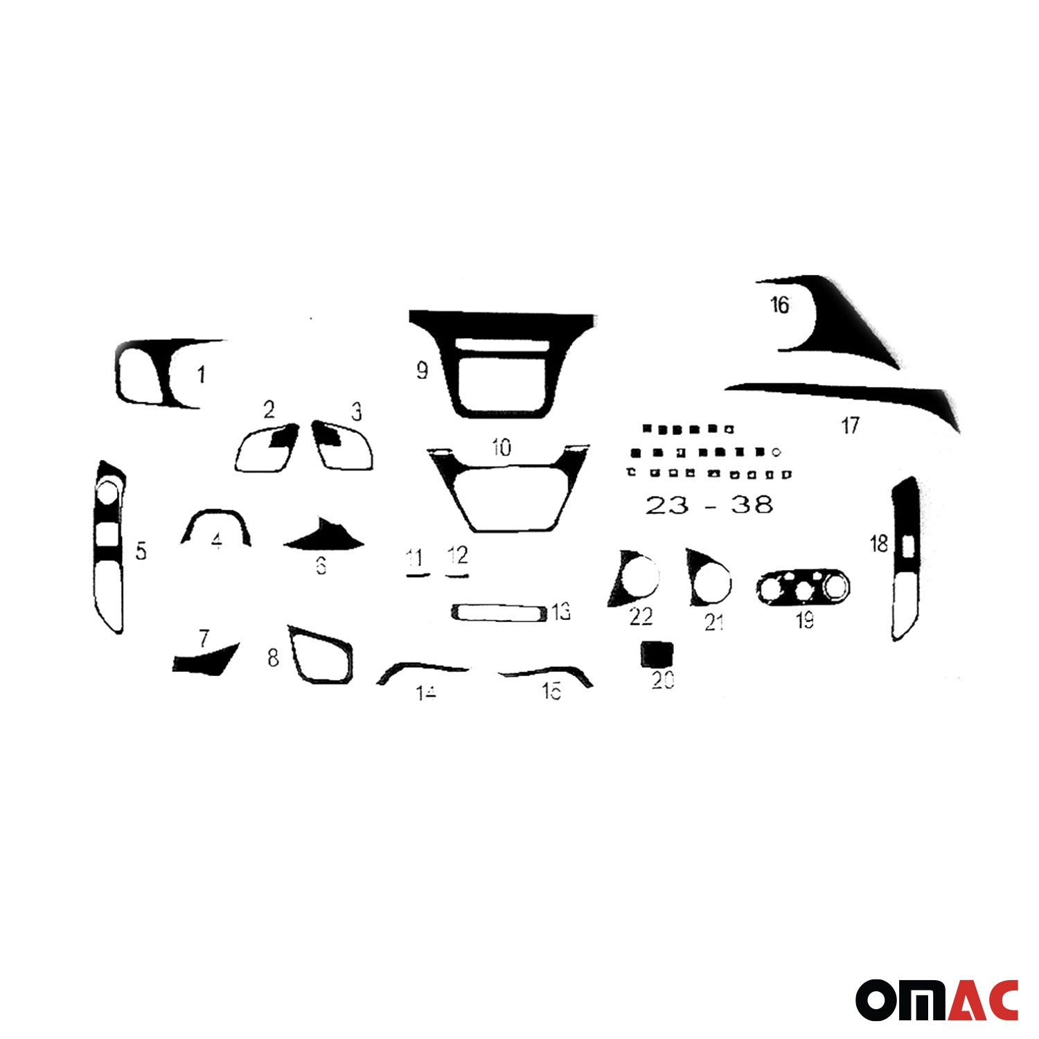 Innenraum Dekor Cockpit für Iveco Daily 2014-2019 Piano Schwarz Optik 38tlg