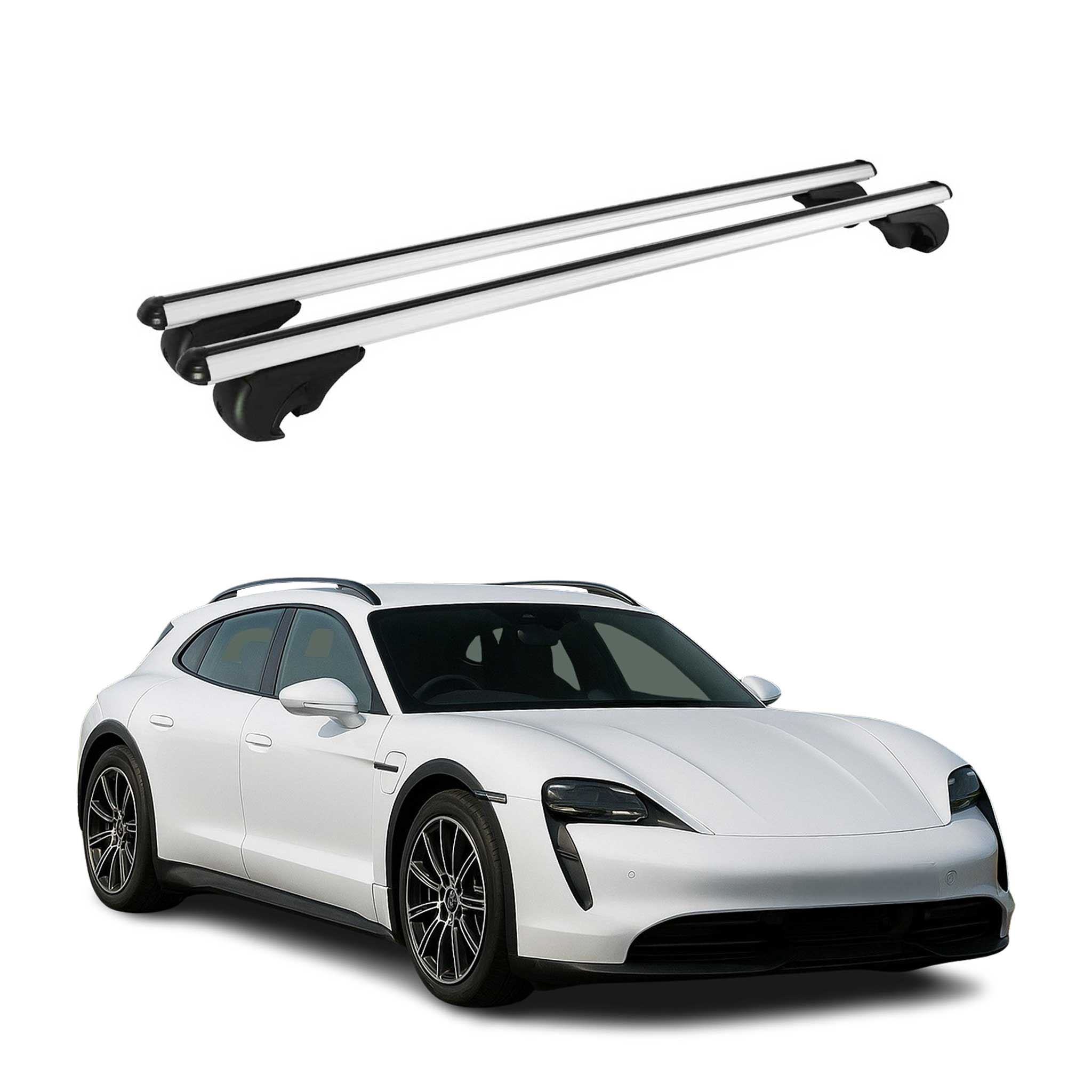 Dachträger für Porsche Taycan Cross Turismo 2021-2026 TÜV Aluminium Silber 2tlg
