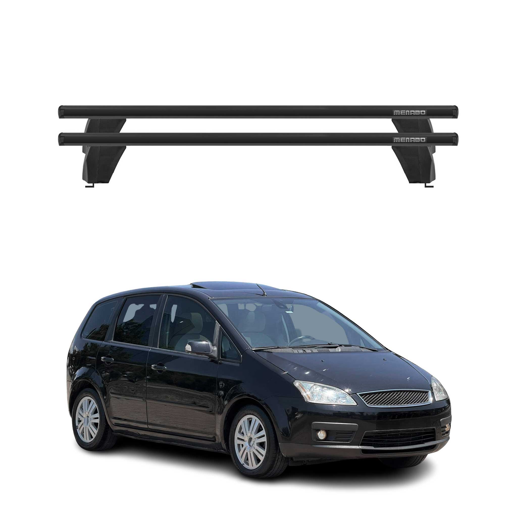 Menabo Dachträger Grundtäger für Ford C-Max 2003-2010 75kg Alu Schwarz 2 tlg