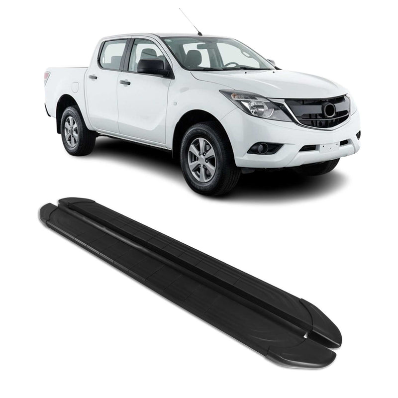 Trittbretter Seitenschweller für Mazda BT-50 DoubleCab 2011-2020 Alu Schwarz 2x