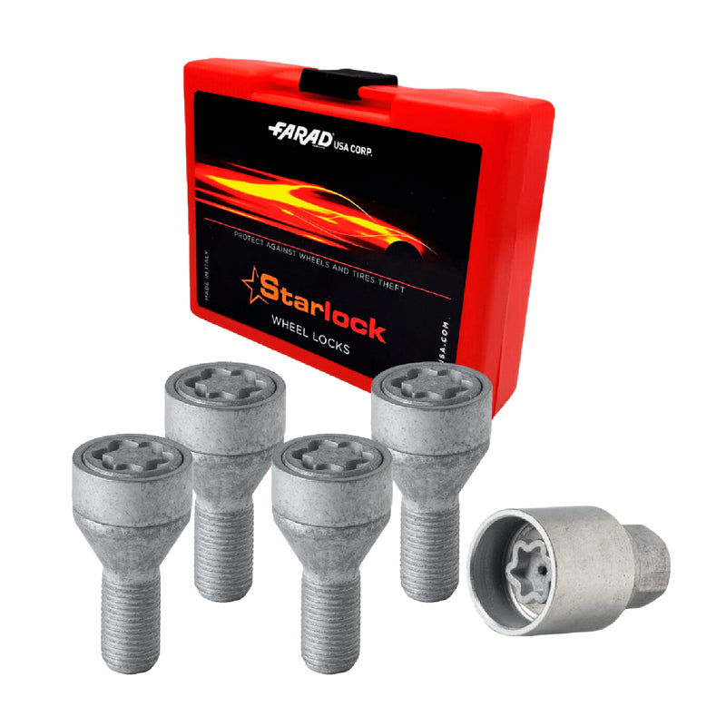 Radschloss Radschrauben Satz für Fiat 600 ab 2023 Felgenschloss Silber M12X1.25