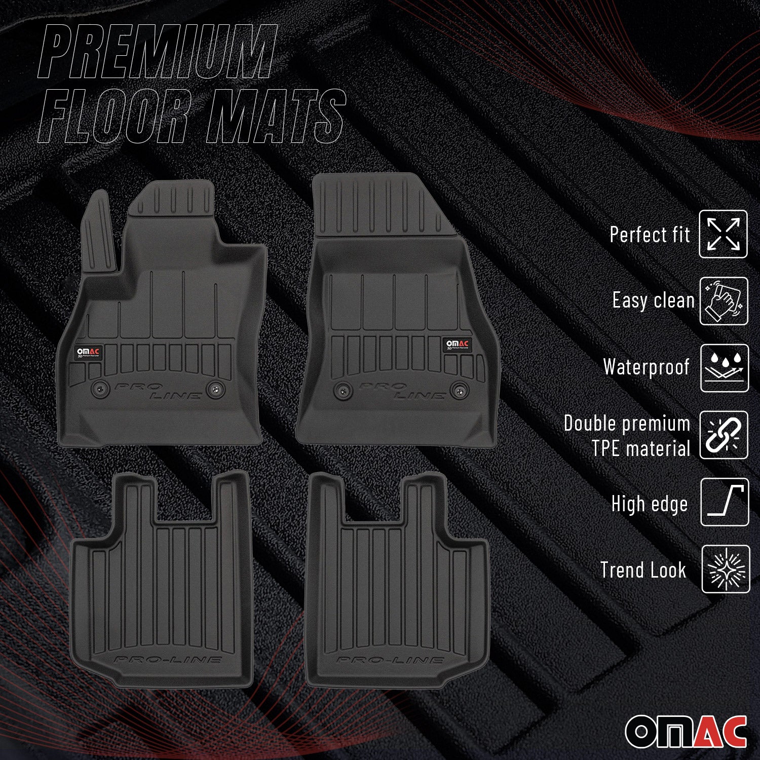 OMAC Gummi Fußmatten für Fiat 500L 2012-2024 Premium TPE 3D Automatten 4tlg