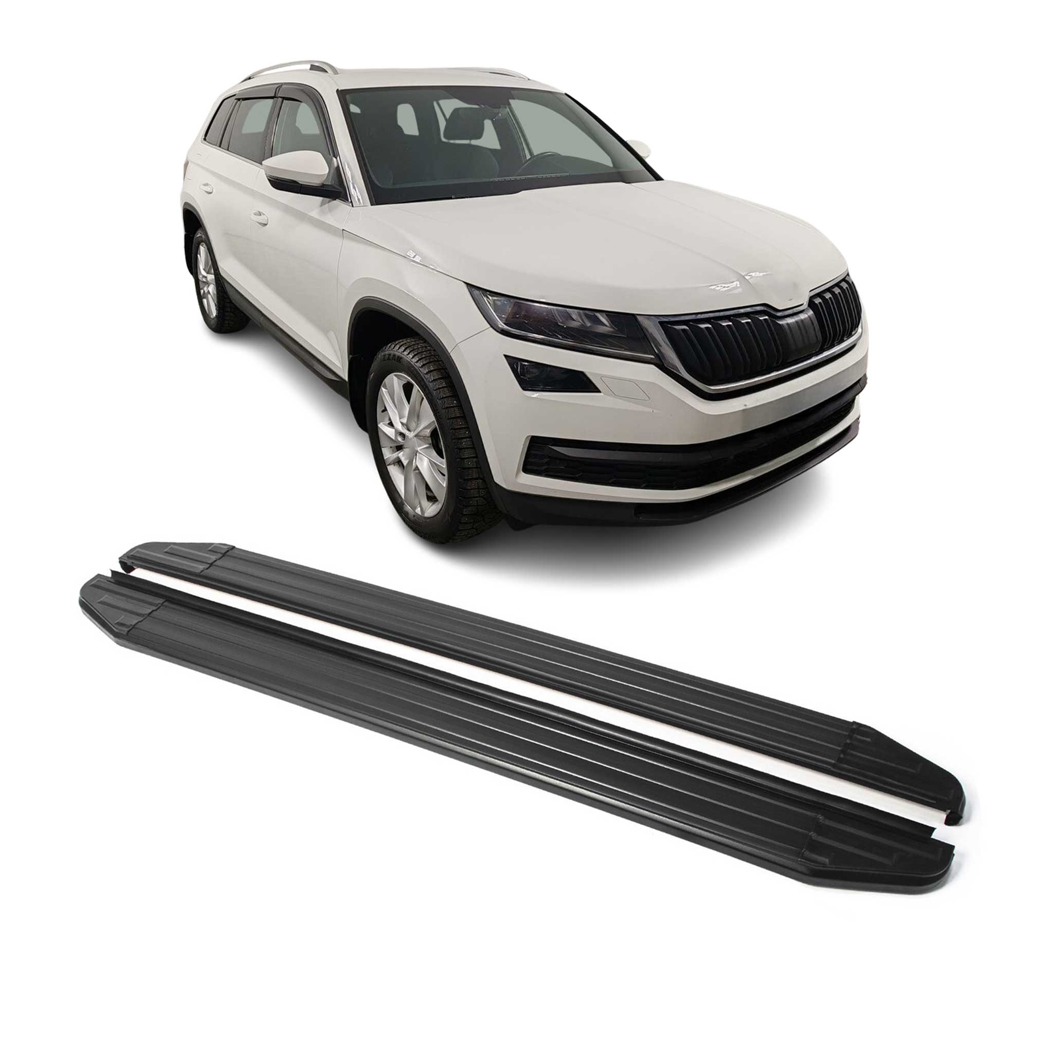 Trittbretter Seitenschweller für Skoda Kodiaq 2017-2024 Alu Schwarz ABE