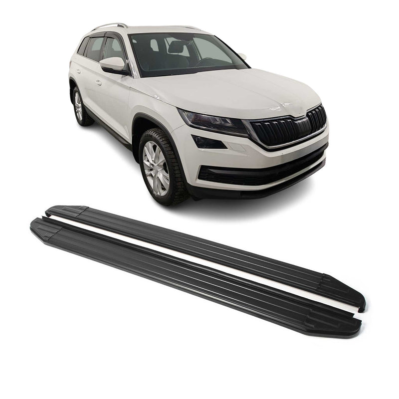 Trittbretter Seitenschweller für Skoda Kodiaq 2017-2024 Alu Schwarz ABE
