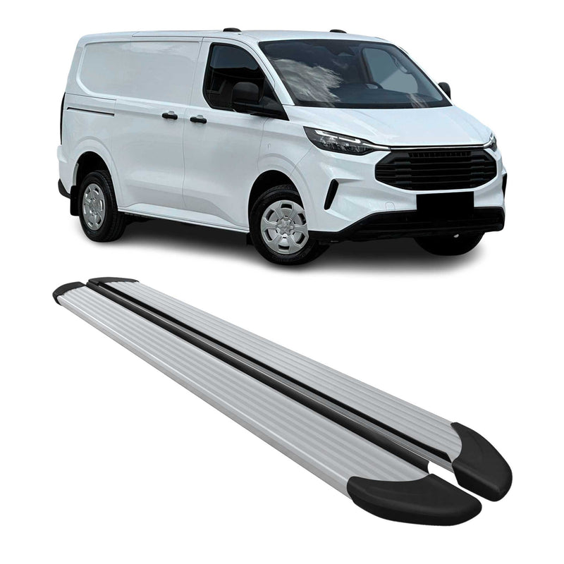Trittbretter Seitenschweller für Ford Transit Custom 2023-2025 L1 Alu Silber 2x
