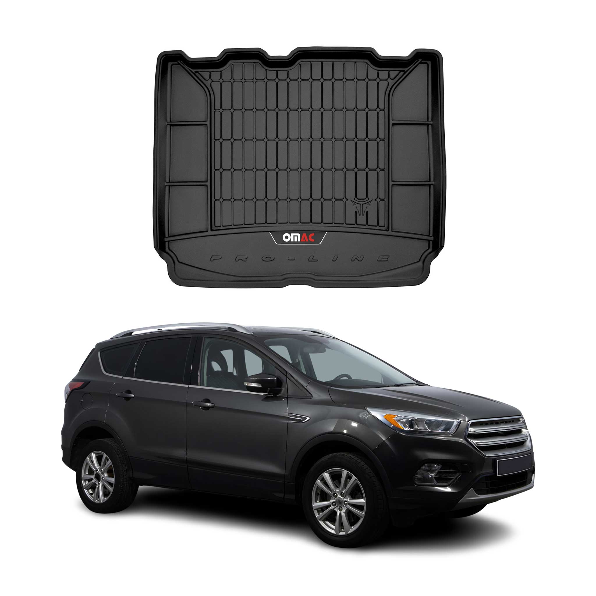 Gummi Kofferraumwanne für Ford Kuga II 2012-2019 Version mit Reserverad Schwarz