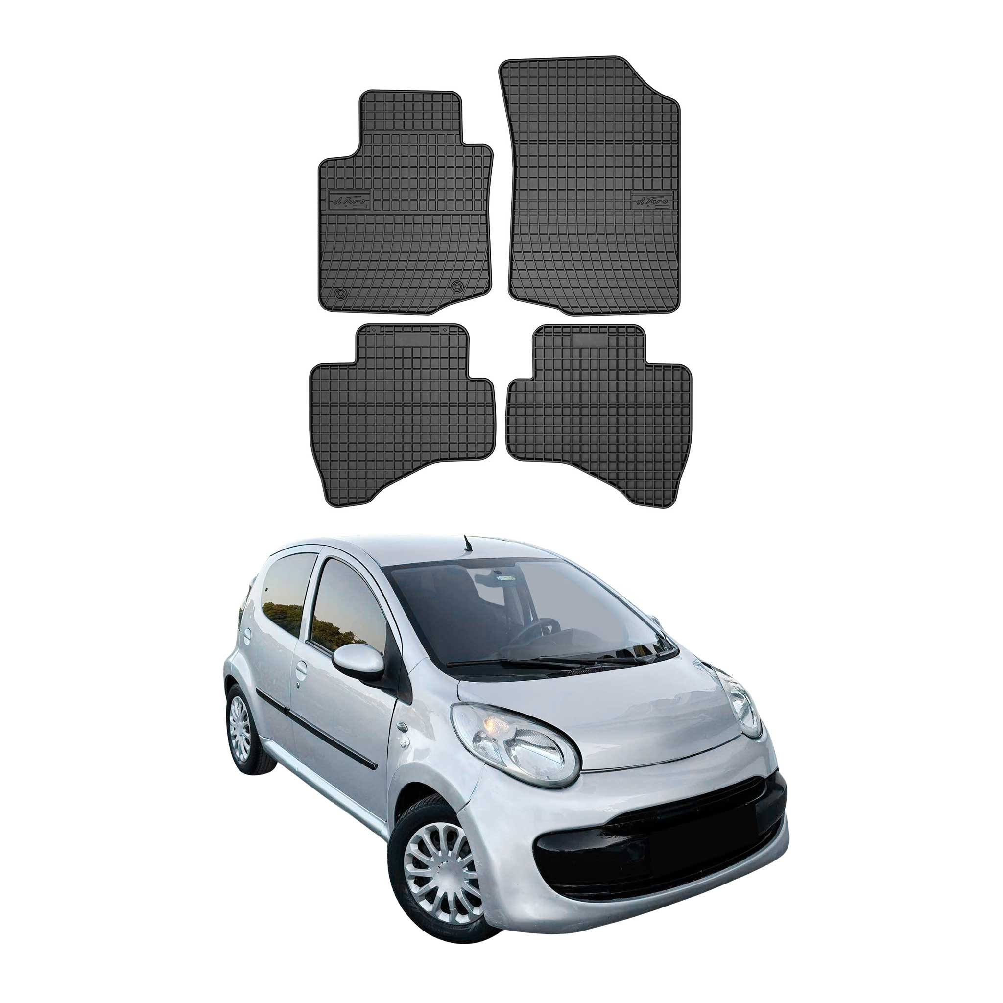 OMAC Gummi Fußmatten für Citroen C1 2005-2014 Automatten Gummi Schwarz 4tlg