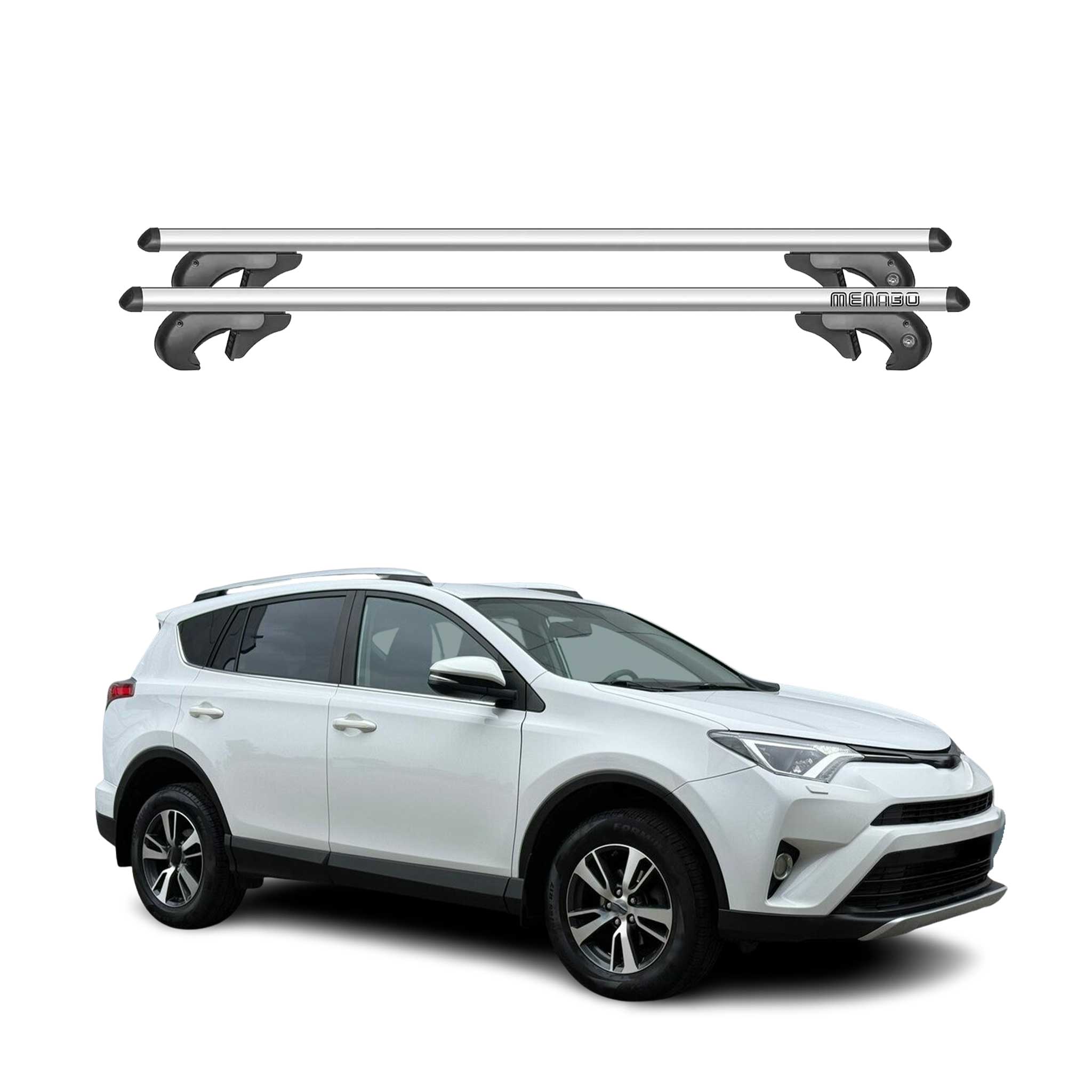 Menabo Dachträger Grundtäger für Toyota RAV4 XA40 2012-2018 90kg Alu Silber 2x