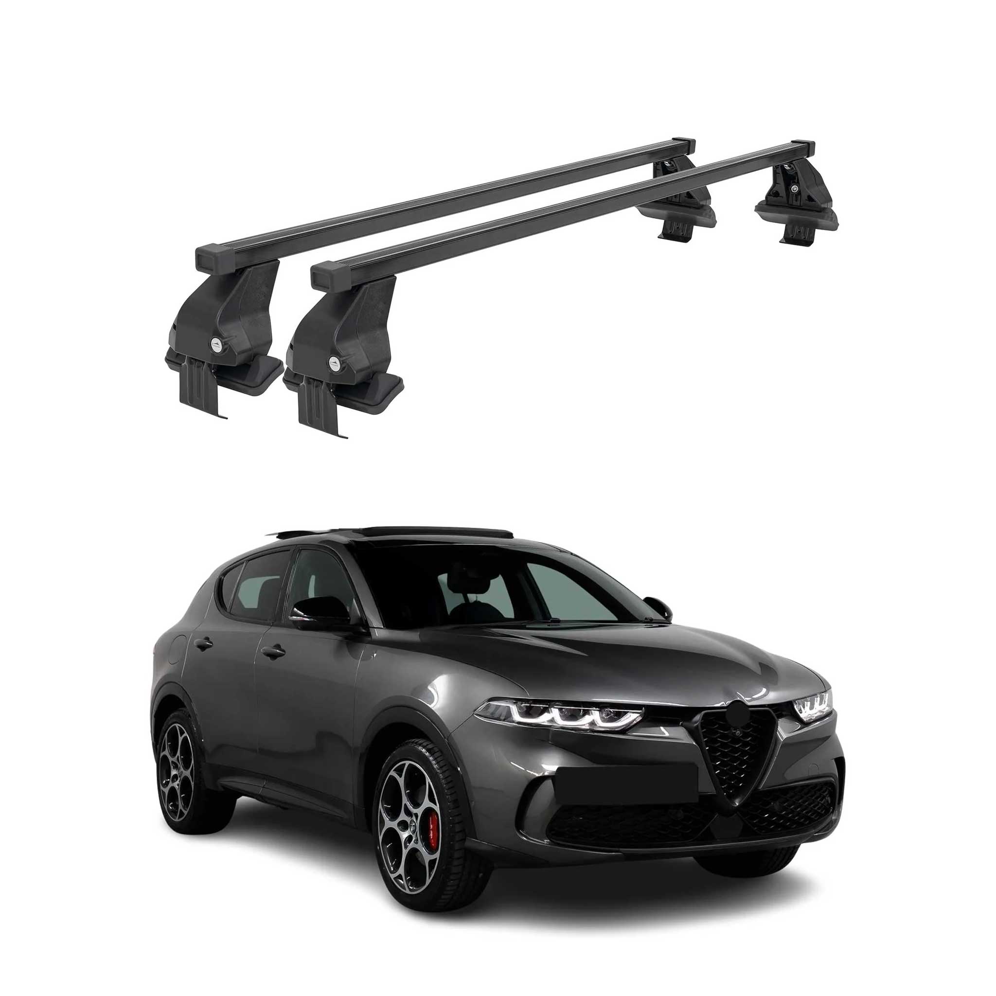 Menabo Dachträger Grundtäger für Alfa Romeo Tonale 2022-2026 50kg Stahl Schwarz