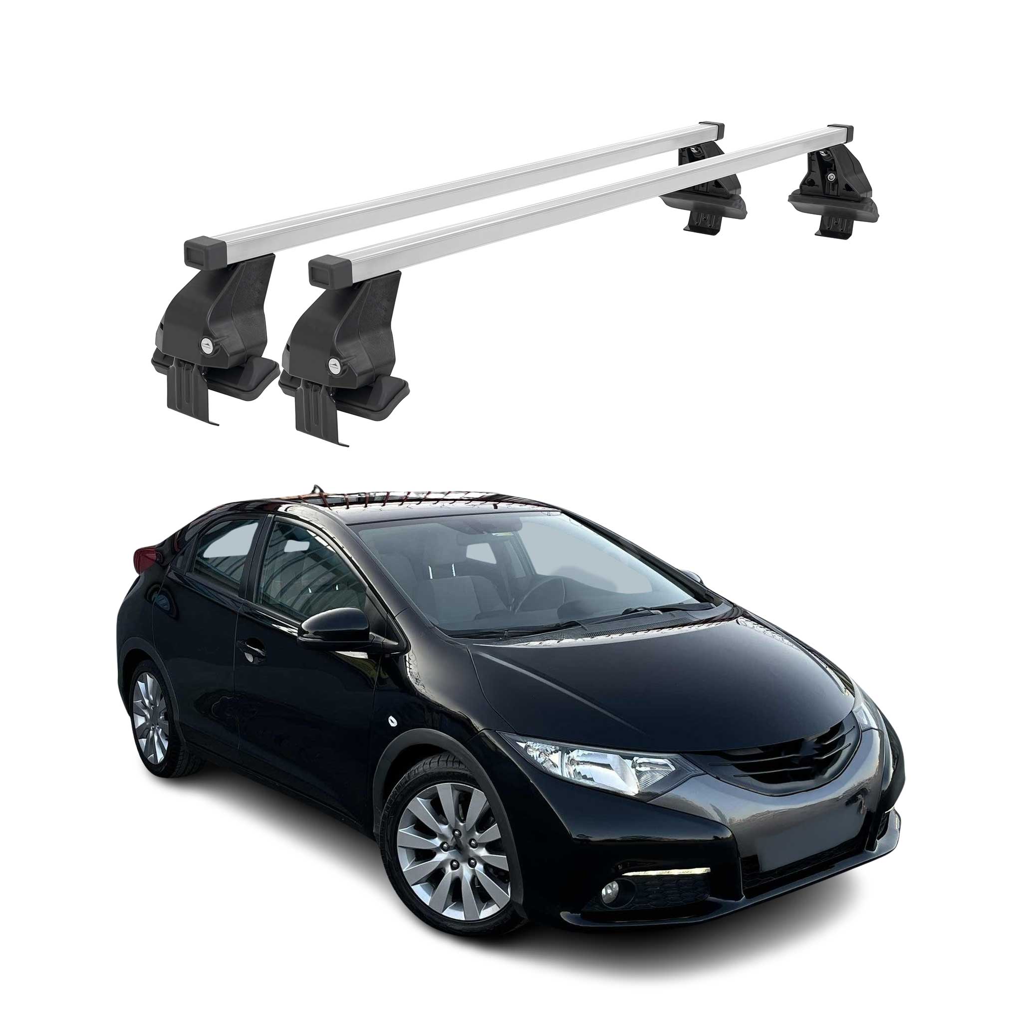 Menabo Dachträger für Honda Civic mk9 Schrägheck 2011-2017 50kg Stahl Silber 2x