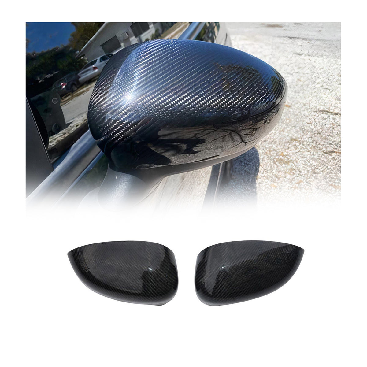Spiegelkappen Spiegelabdeckung für Fiat 500C 2007-2024 Echt Carbon Schwarz 2x