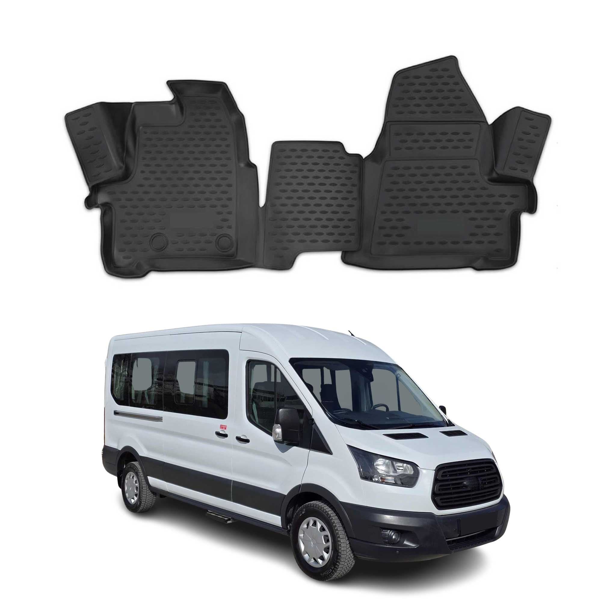 OMAC Gummimatten Fußmatten für Ford Transit 2014-2024 TPE Automatten Schwarz 2x