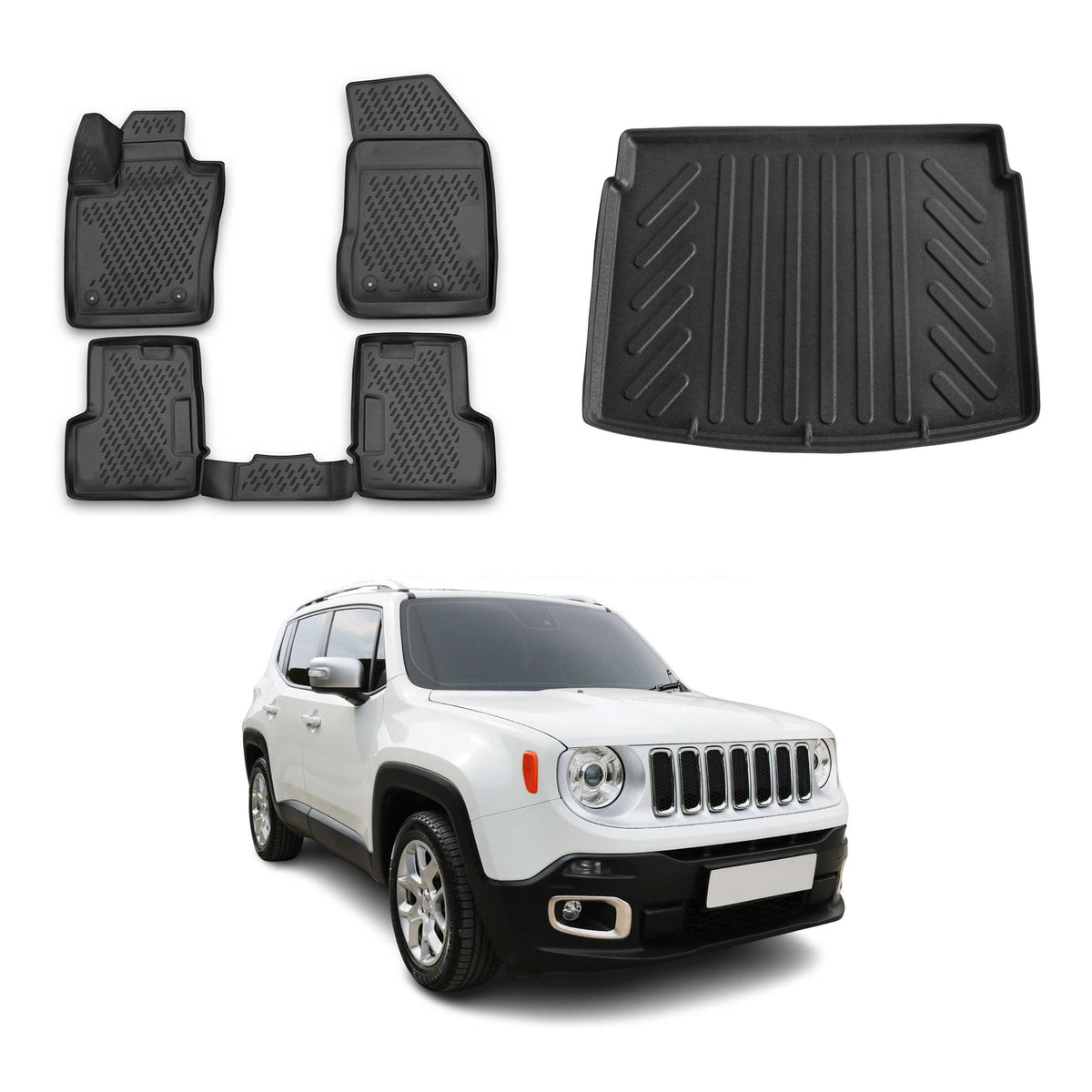 OMAC Fußmatten & Kofferraumwanne Set für Jeep Renegade 2015-2025 obere
