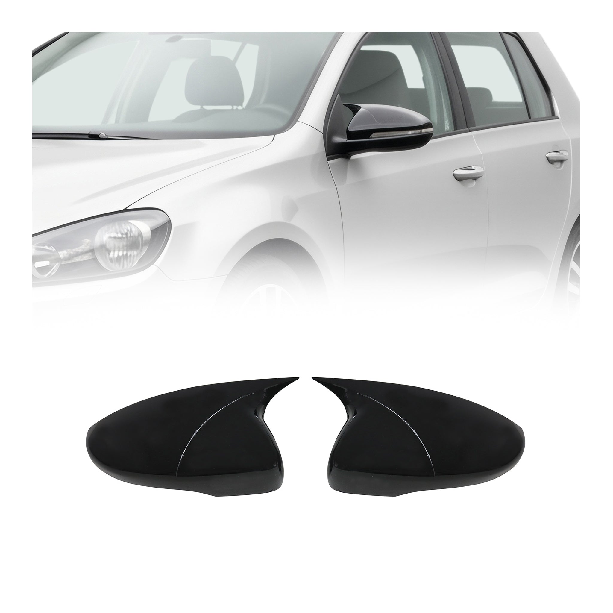Spiegelkappen Spiegelabdeckung für VW Eos 2011-2015 ABS Schwarz Glanz 2tlg