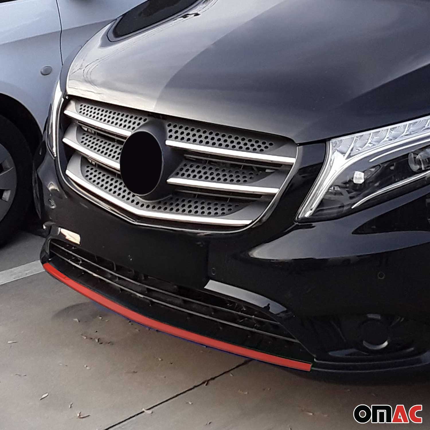 Kühlergrill Leisten Grillleisten für Mercedes Vito W447 2014-2019 Edelstahl Rot