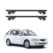 Dachträger Grundtäger für Mazda 626 Kombi 1987-2002 Alu 90kg TÜV Schwarz 2tlg
