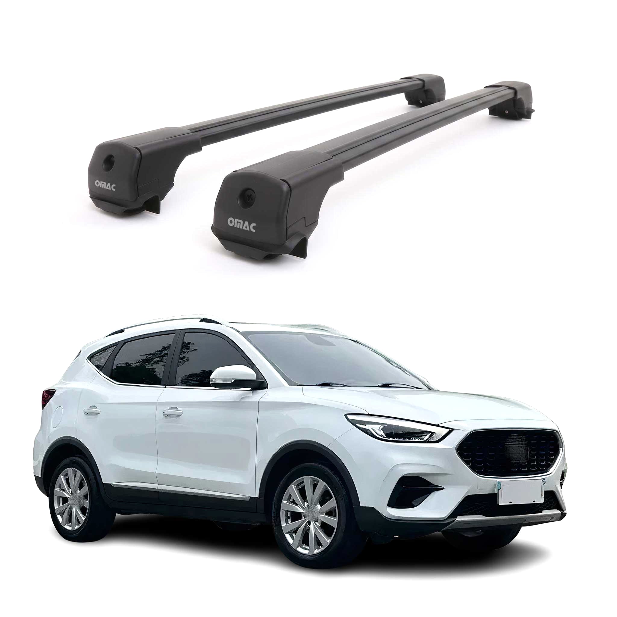 Dachträger Grundträger für MG ZS EV 2020-2026 Aluminium 75kg Schwarz 2tlg