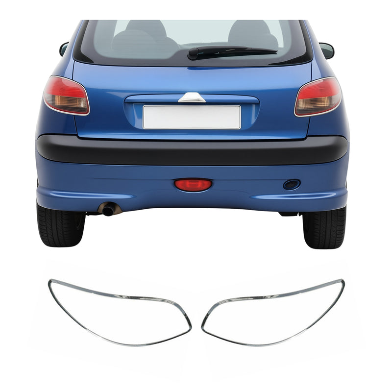 Rücklicht Leisten Heckleuchte für Peugeot 206 1998-2009 Chrom ABS Silber 2tlg