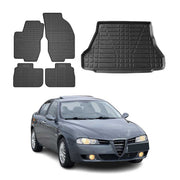 Fußmatten & Kofferraumwanne Set für Alfa Romeo 156 1997-2005 Stufenheck Gummi 5x