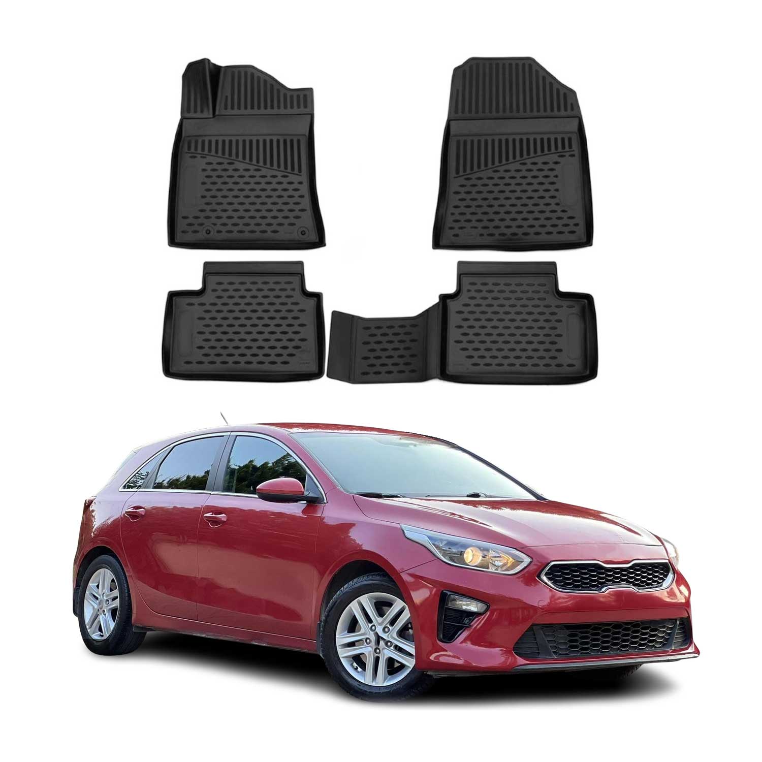 OMAC Gummimatten Fußmatten für Kia Ceed III 2019-2026 Schrägheck TPE Schwarz 4x