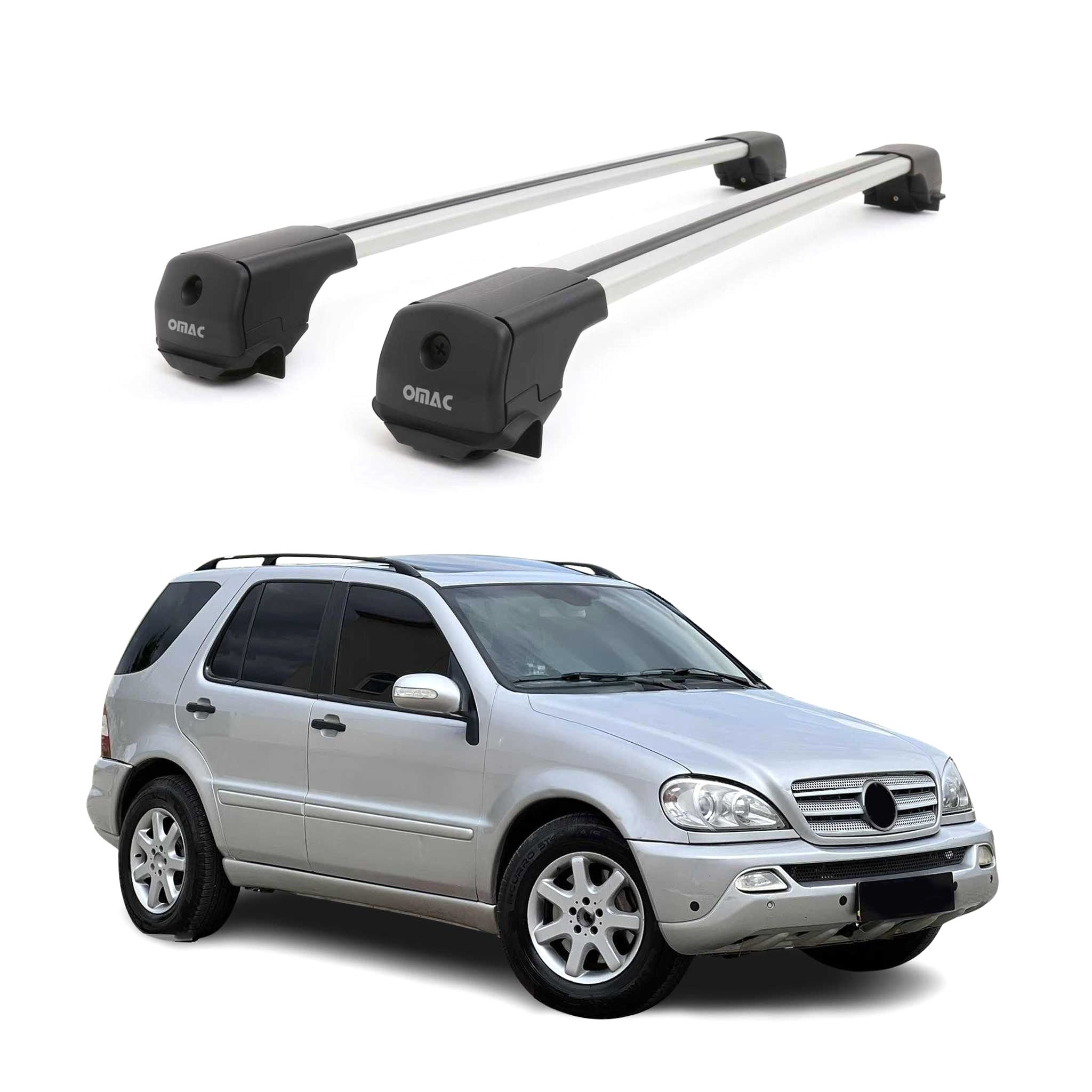 Dachträger Grundträger für Mercedes M Klasse W163 1998-2005 Aluminium Grau 2tlg