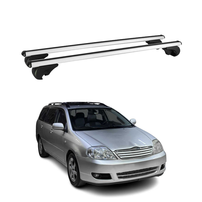 Dachträger Grundtäger für Toyota Corolla Verso 2001-2009 75kg Alu Silber 2 tlg