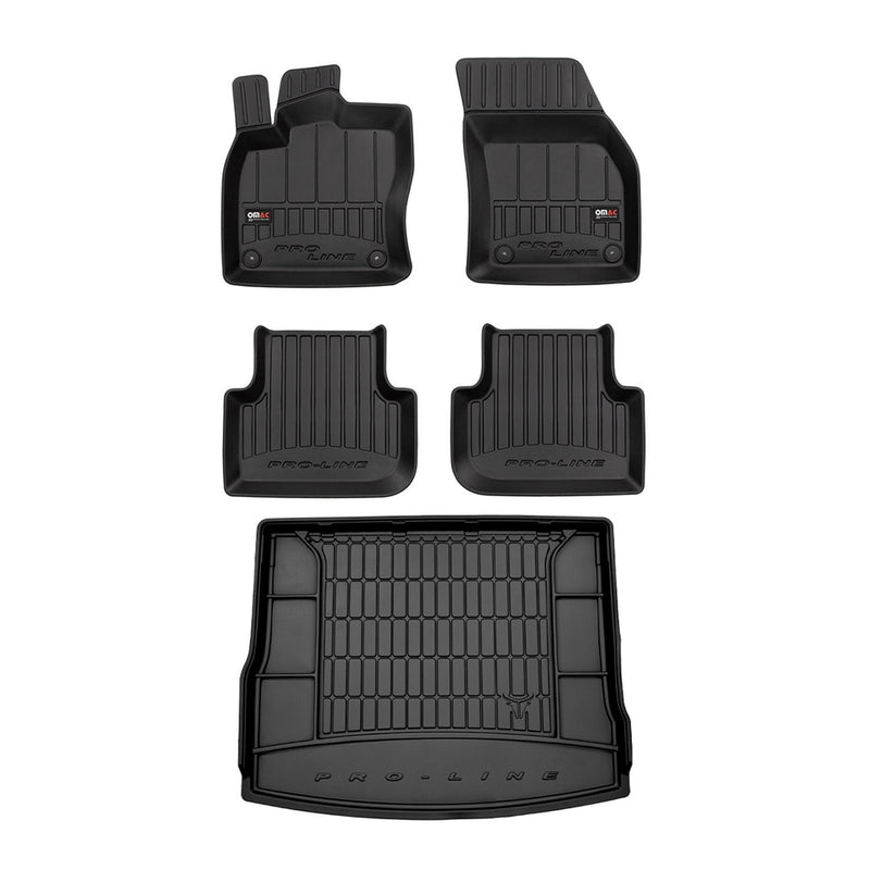 OMAC Fußmatten & Kofferraumwanne Set für VW Tiguan 2016-2020 Gummi Schwarz 5x