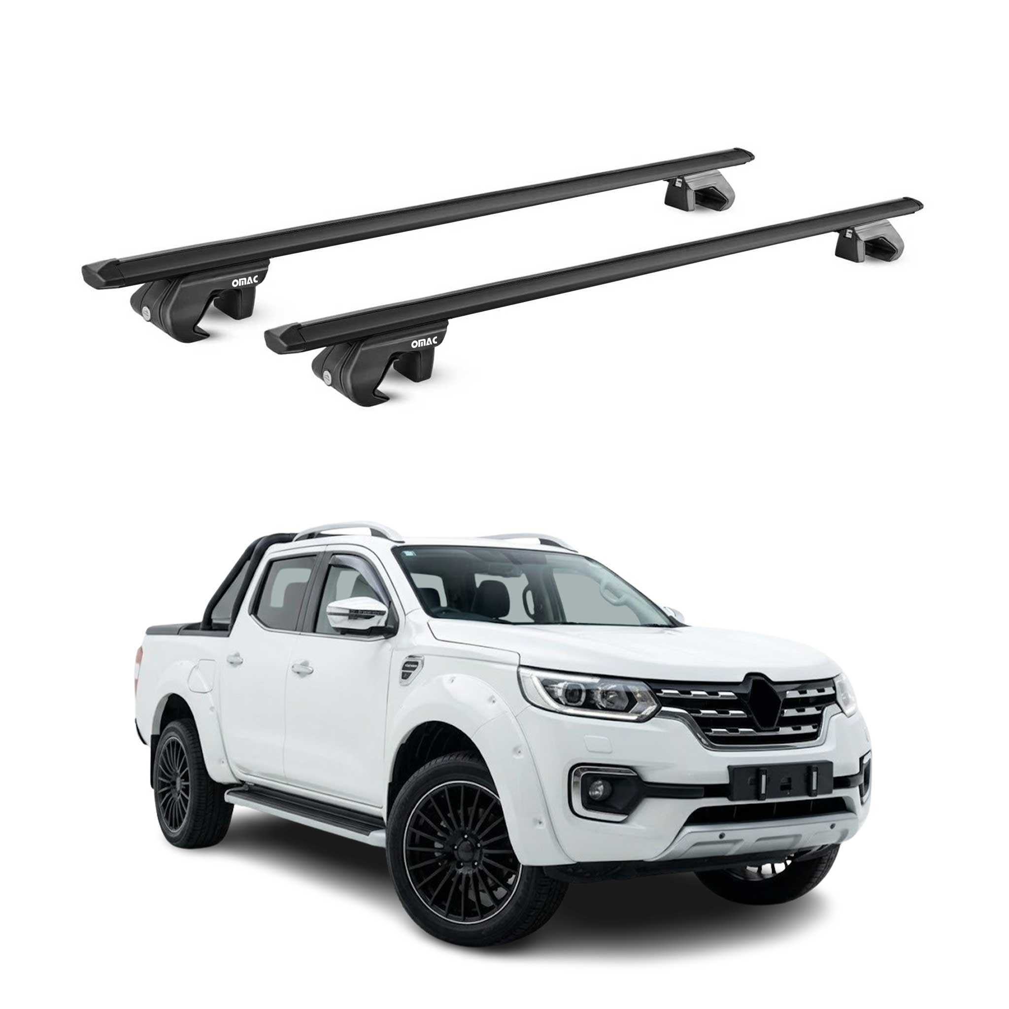 Dachträger Grundtäger für Renault Alaskan 2017-2021 90kg Aluminium Schwarz ABE