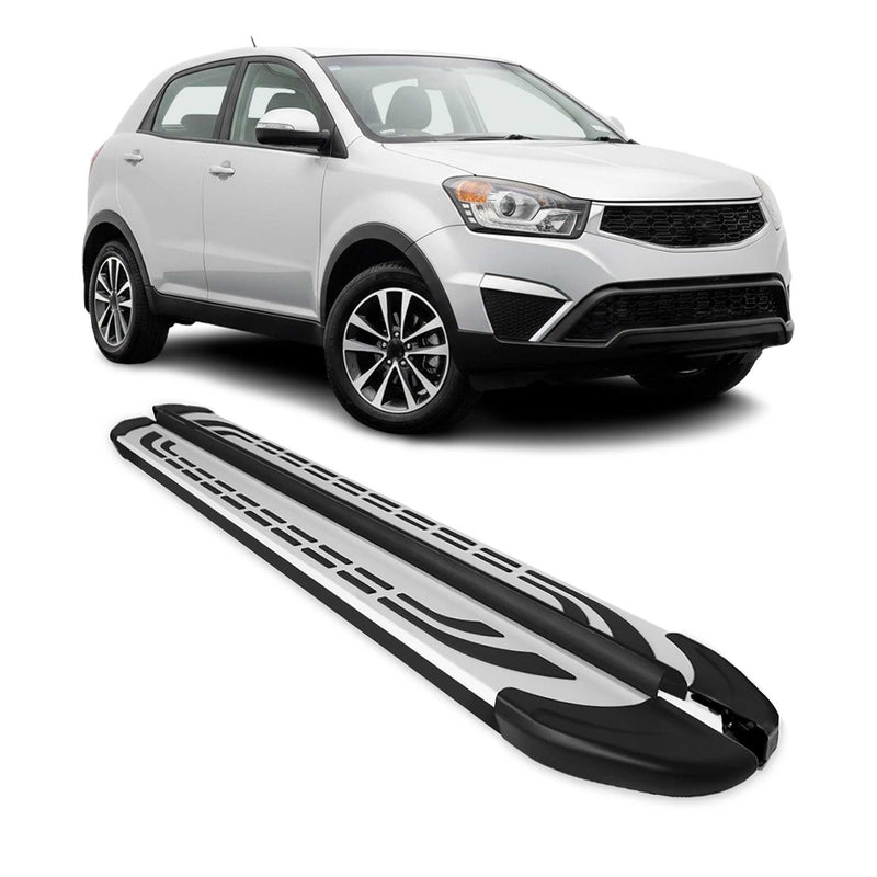 Trittbretter Schweller Seitenbretter für Ssangyong Korando 2010-2019 Alu Schwarz