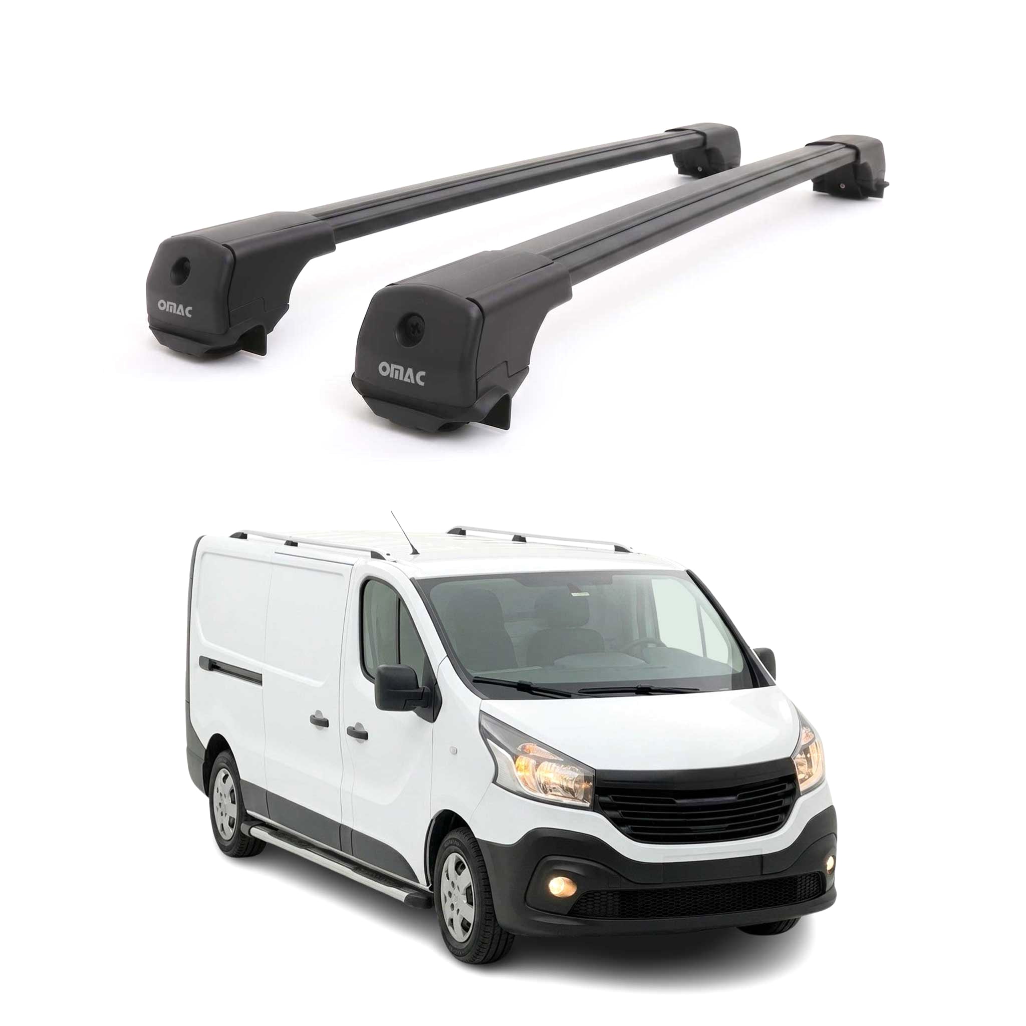Dachträger Grundträger für Renault Trafic III 2014-2026 Aluminium Schwarz 2tlg