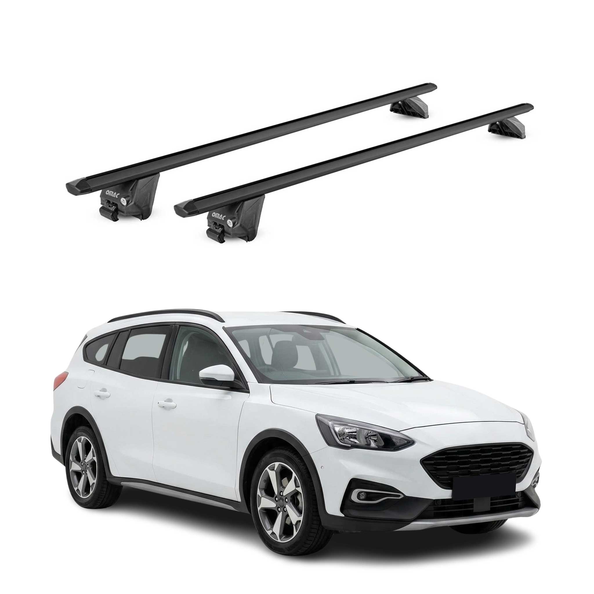 Dachträger für Ford Focus IV Active 2019-2025 100kg Aluminium Schwarz 2 tlg ABE