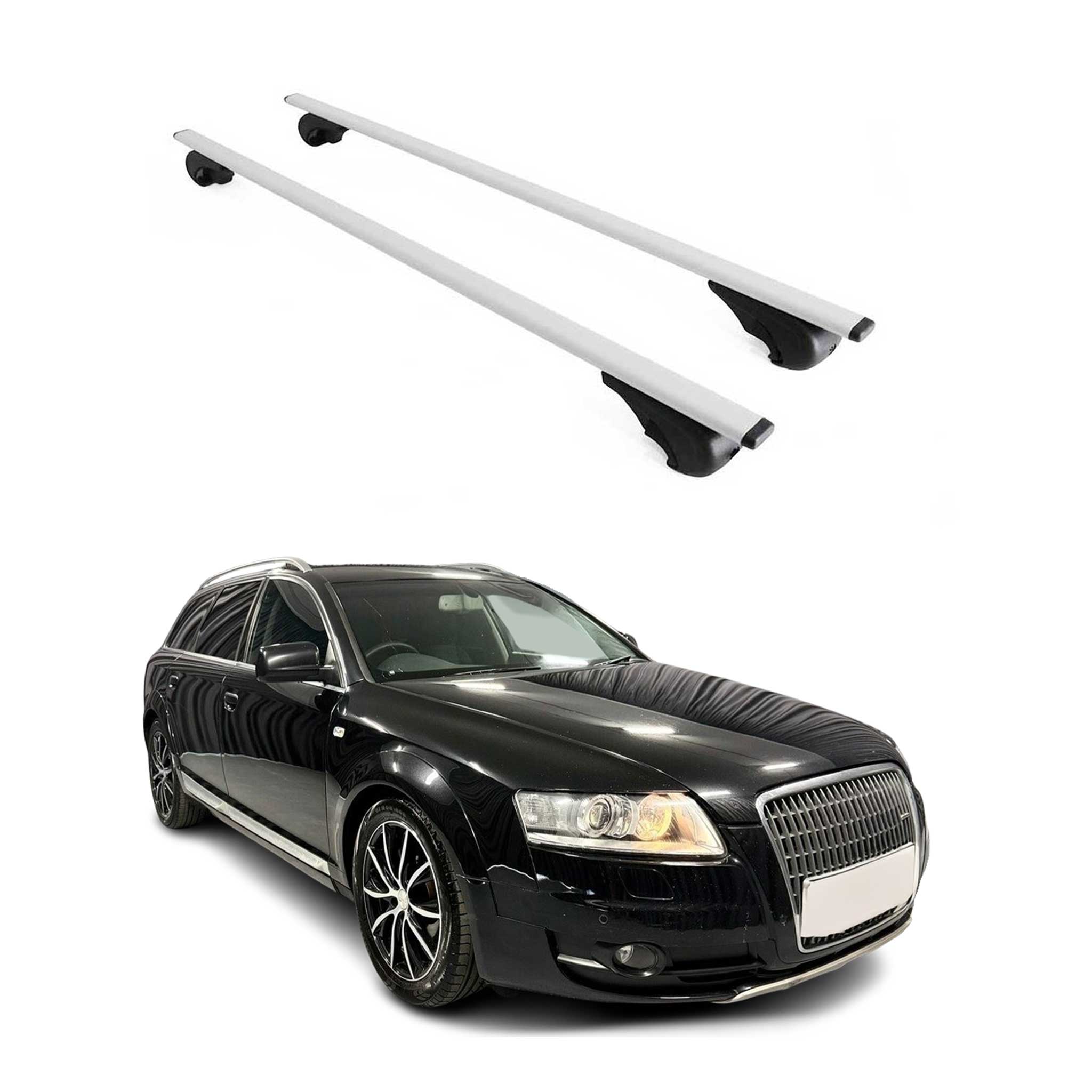 Dachträger Gepäckträger für Audi A6 C6 Allroad 2006-2011 Metall Grau 2x