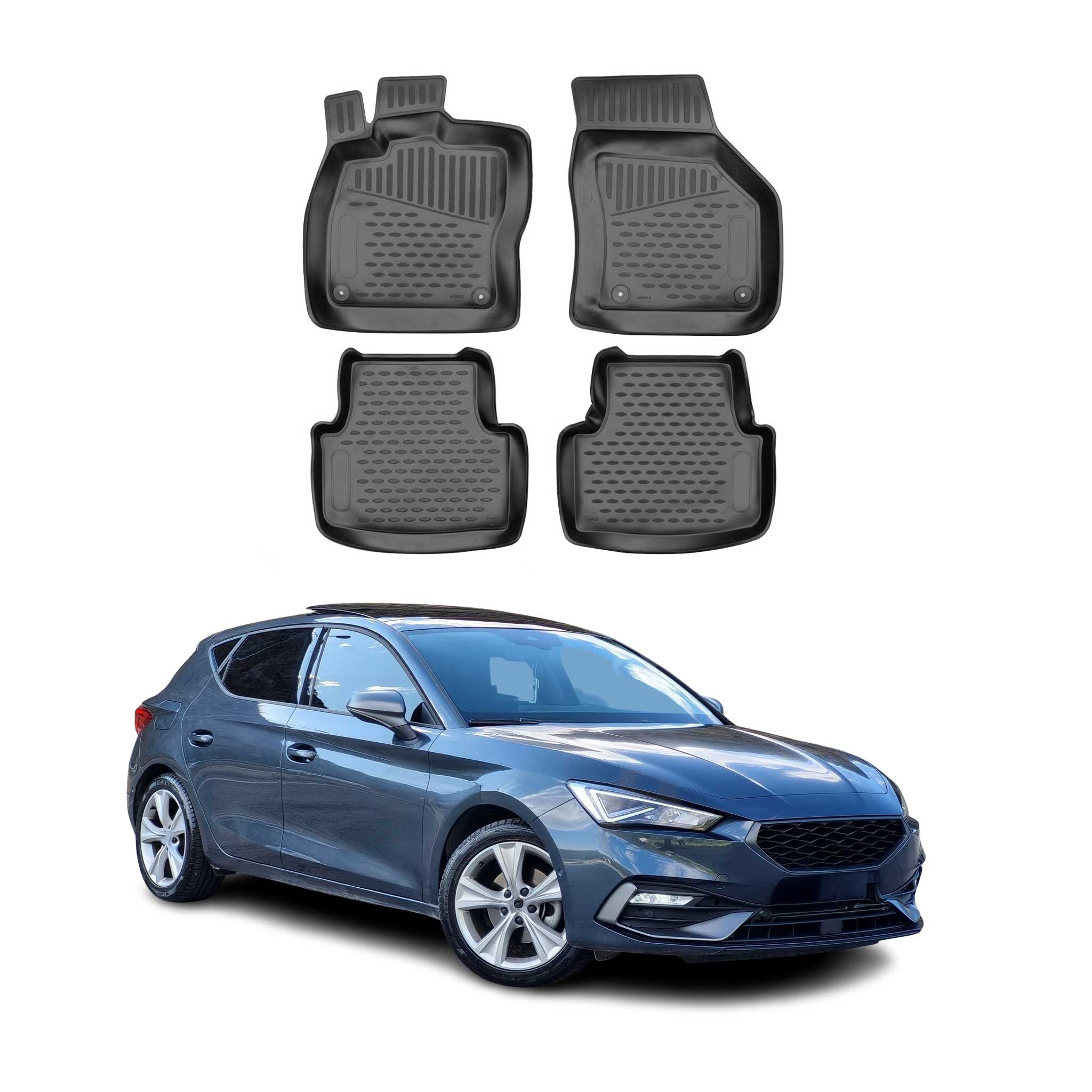 OMAC Gummimatten Fußmatten für Seat Leon 2020-2026 TPE Automatten Schwarz 4x