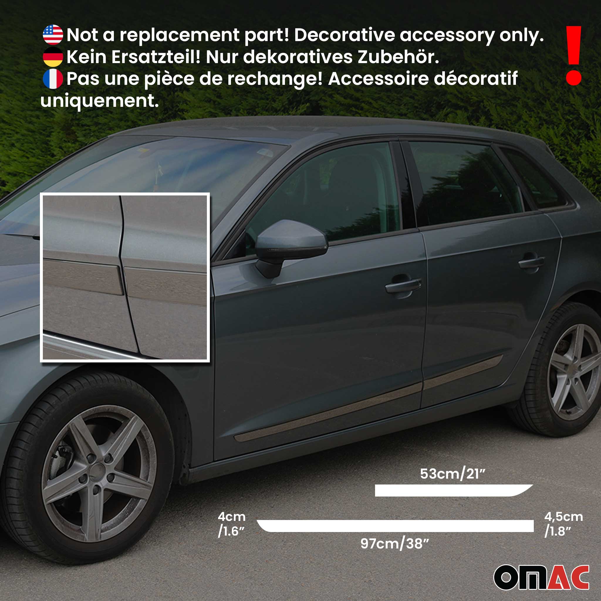 Türschutzleiste Seitentürleiste für Peugeot 208 2012-2019 Chrom Stahl Dunkel 4x