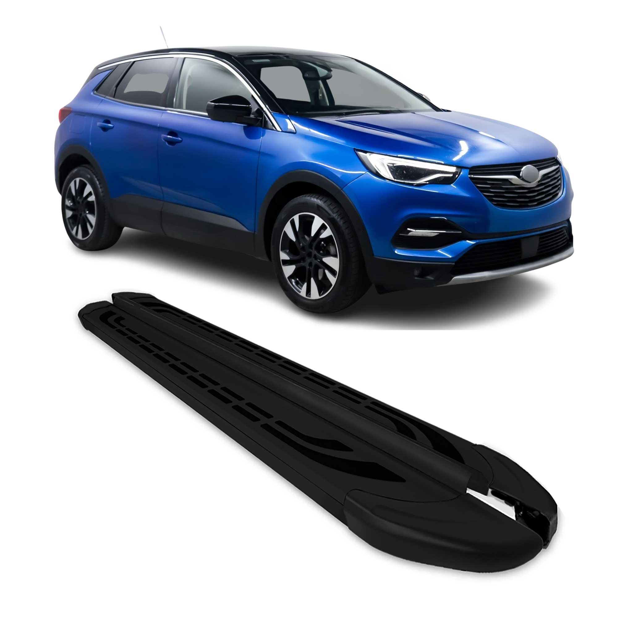 Trittbretter Schweller Seitenbretter für Opel Grandland X 2017-2023 Alu Schwarz