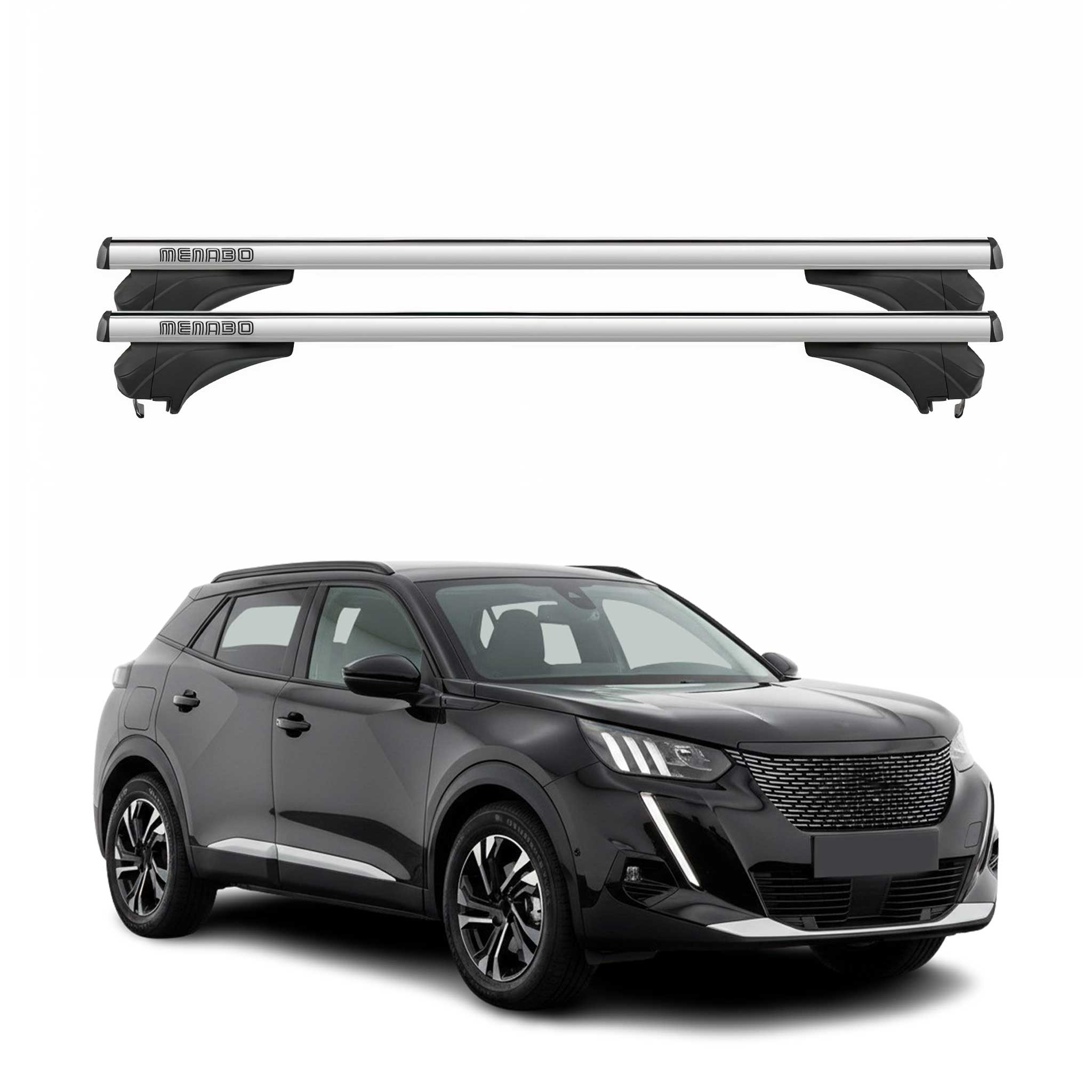 Menabo Dachträger Grundtäger für Peugeot 2008 II 2019-2026 Aluminium Silber 2tlg