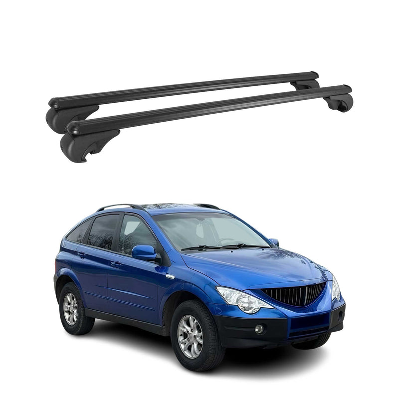 Dachträger für Ssangyong Actyon Gepäckträger Grundträger Aluminium Schwarz 2tlg