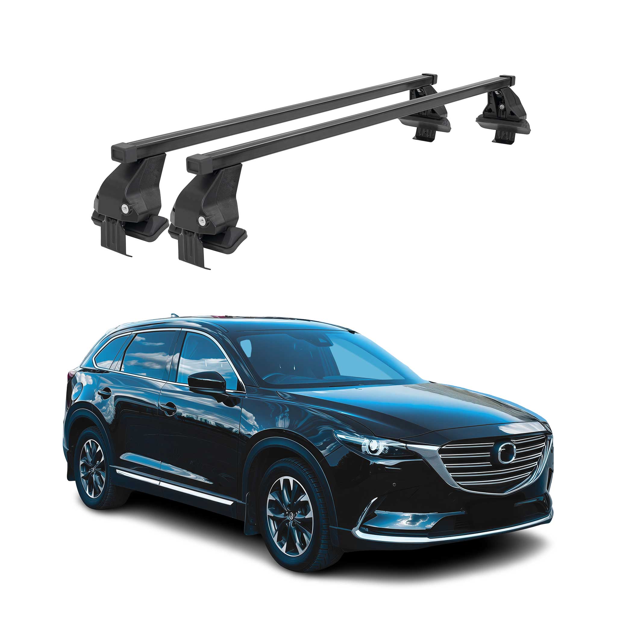 Menabo Dachträger Grundtäger für Mazda MX-30 2021-2026 50kg Stahl Schwarz 2 tlg