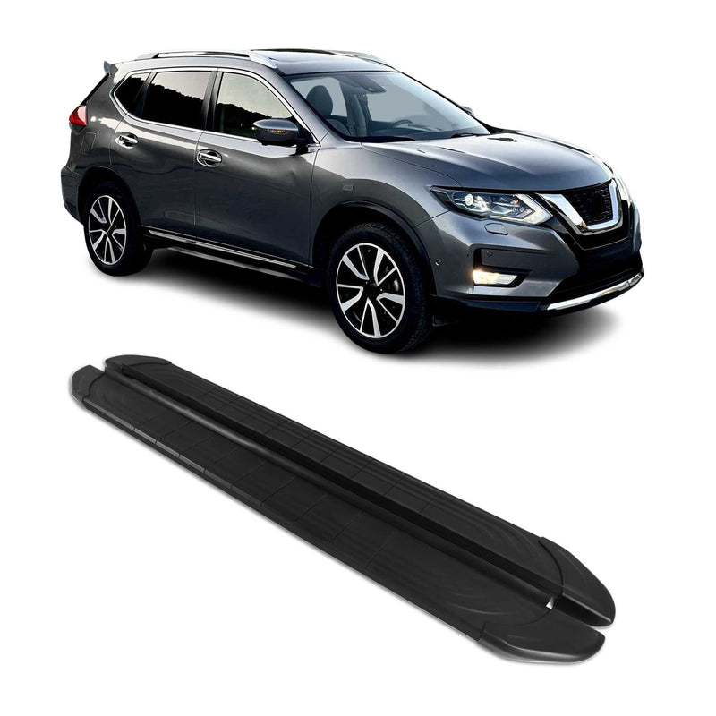Trittbretter Seitenschweller für Nissan X-Trail 2014-2021 Aluminium Schwarz 2tlg