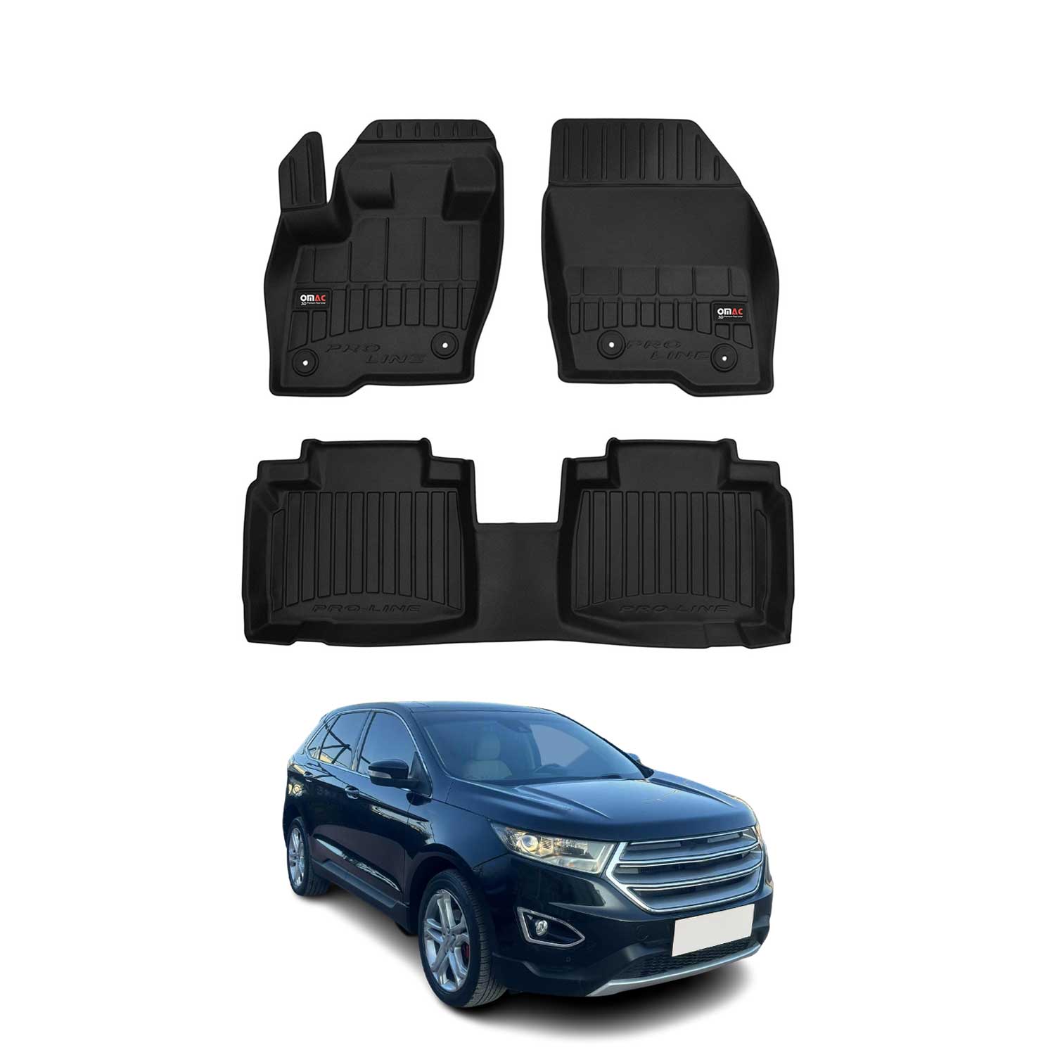 OMAC Gummi Fußmatten für Ford Edge 2014-2024 Premium TPE 3D Automatten 4tlg