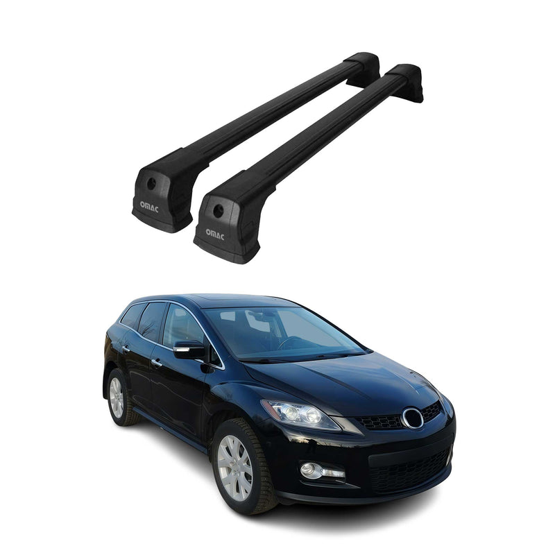 Dachträger Grundtäger für Mazda CX-7 2006-2012 75kg Aluminium Schwarz 2 tlg