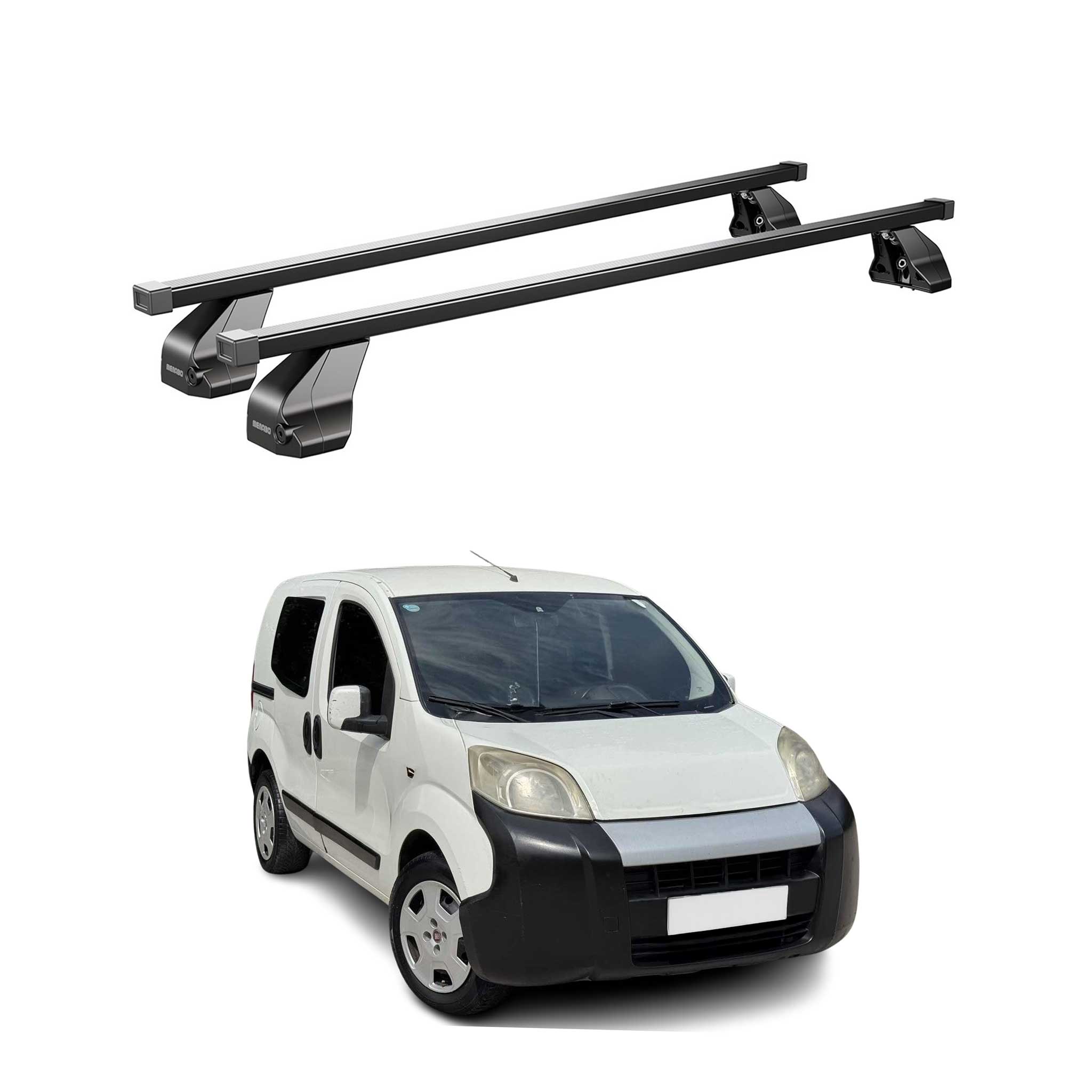Menabo Dachträger Grundtäger für Fiat Fiorino 2007-2016 75kg Stahl Schwarz 2 tlg