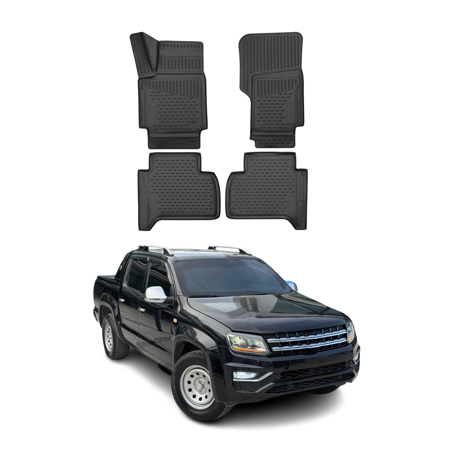 OMAC Gummimatten Fußmatten für VW Amarok 2018-2021 TPE Automatten Schwarz 4x
