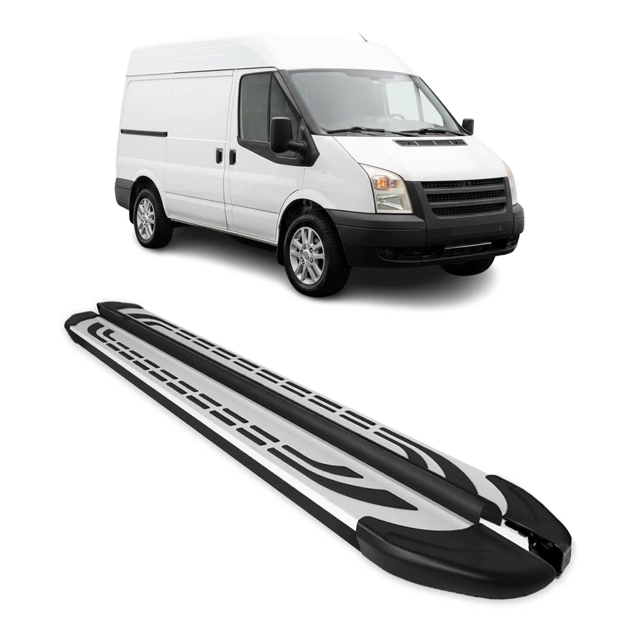 Trittbretter Seitenschweller für Ford Transit 2006-2014 L1 Schwarz Aluminium