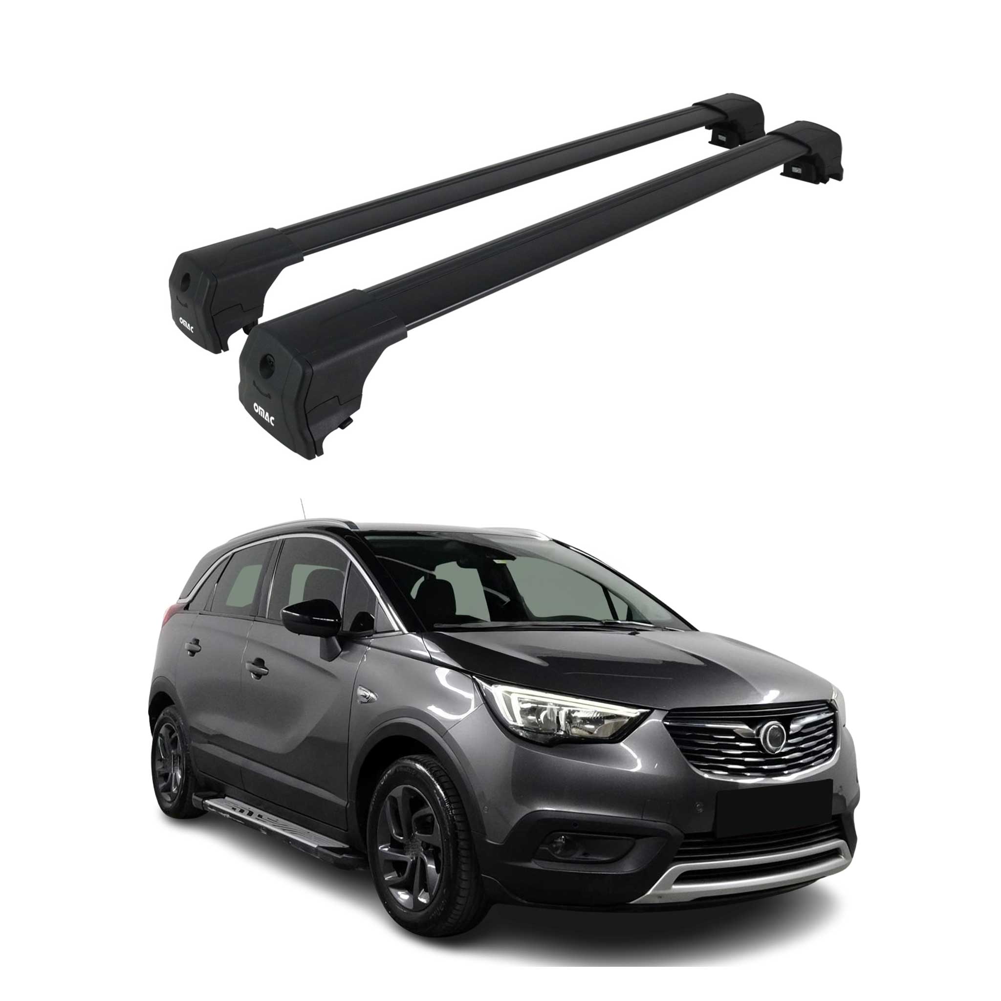 Dachträger Grundtäger für Opel Crossland / Crossland X 2019-2024 75kg Schwarz 2x