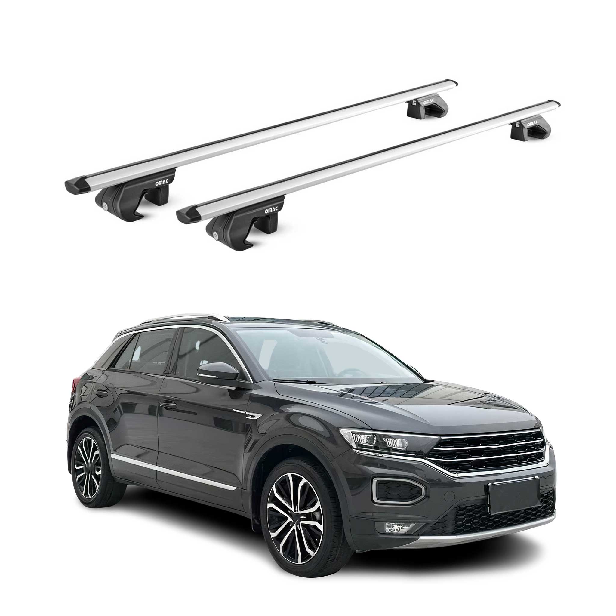 Dachträger Grundtäger für VW T-Roc 2017-2025 90kg Aluminium Silber 2 tlg ABE