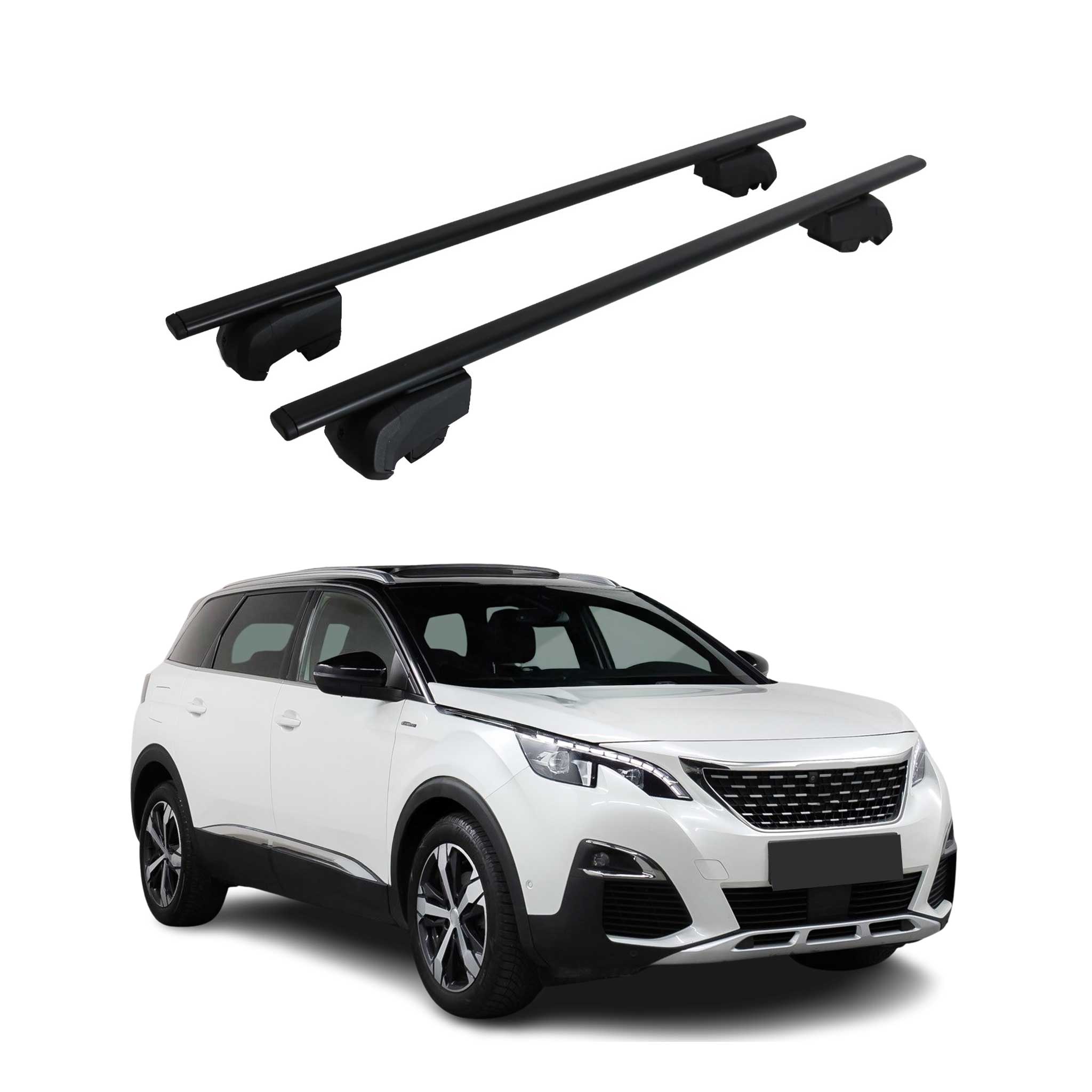 Dachträger Grundtäger für Peugeot 5008 mk2 2017-2024 75kg Metall Schwarz 2 tlg