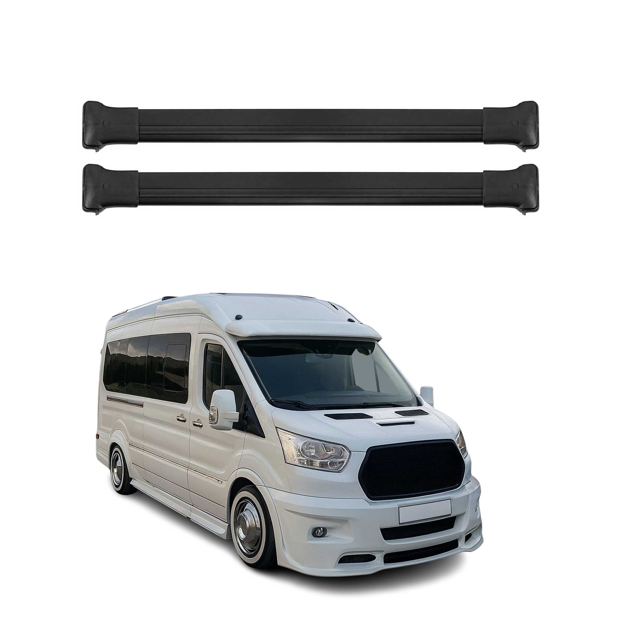 Dachträger Grundtäger für Ford Transit 2015-2026 75kg Aluminium Schwarz 2 tlg