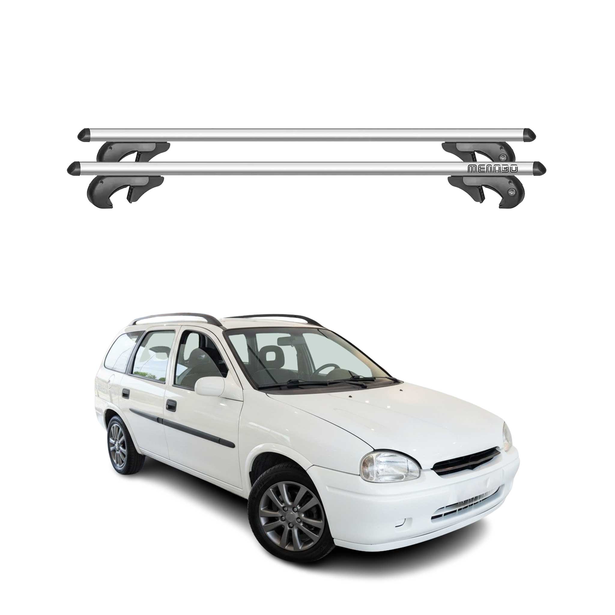 Menabo Dachträger Grundtäger für Chevrolet Corsa 1993-2010 90kg Alu Silber 2 tlg